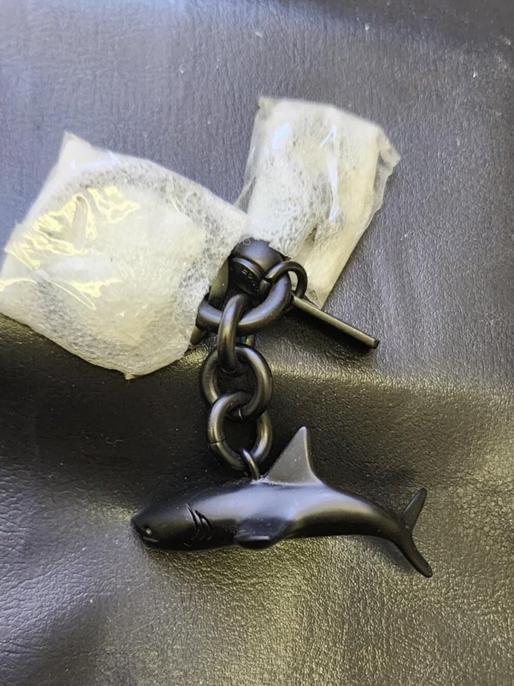 RARE Coach Flat Black Sharky Handbag Charm / Keychain